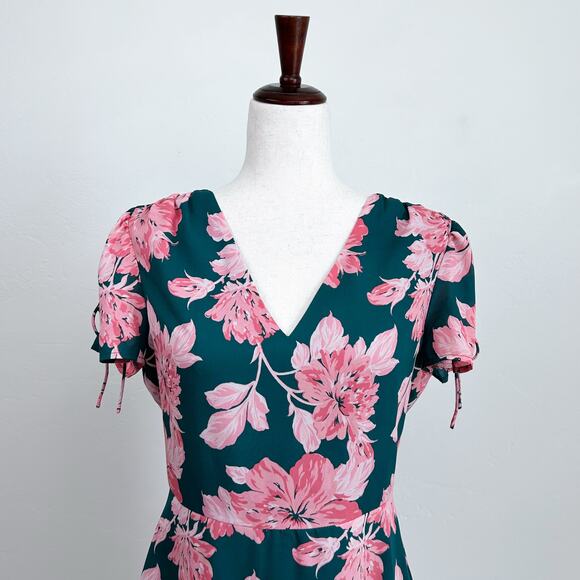 J. Crew Green Floral Tie-Shoulder A-Line Mini Dress - Picture 2 of 7